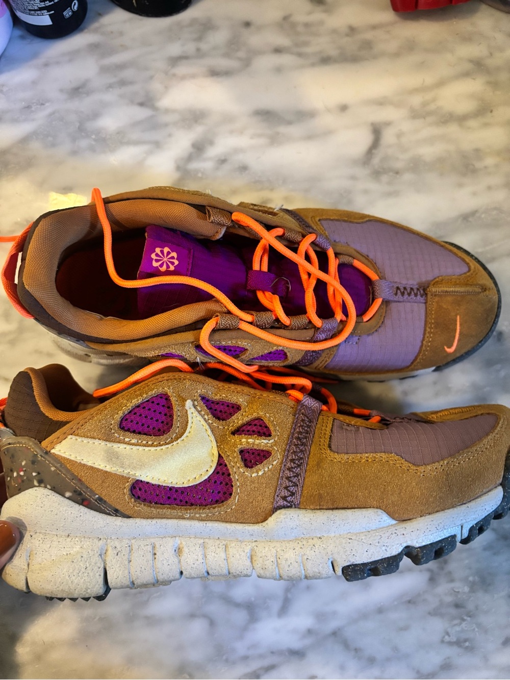 Nike Brown & Purple Athletic Shoes with Orange Accents